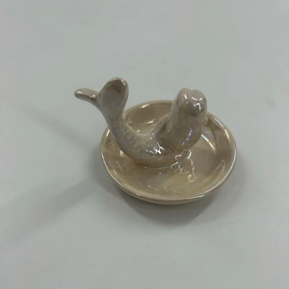 Ceramic ring or trinket dish featuring a mermaid